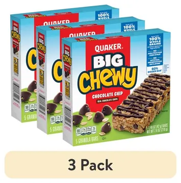 (3 pack) Quaker Big Chewy Chocolate Chip Granola Bars, 1.48 oz 5 Count
