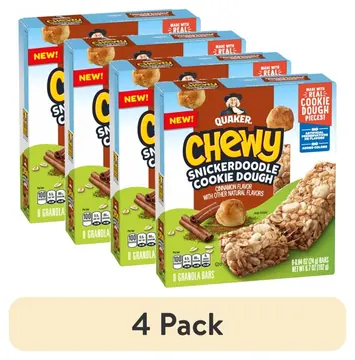 (4 pack) Quaker Chewy Granola Bars, Snickerdoodle, 0.84 oz, 8 Count