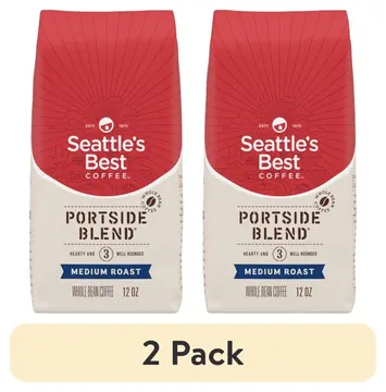 (2 pack) Seattle's Best Coffee Arabica Beans Portside Blend, Medium Roast, Whole Bean Coffee, 12 oz