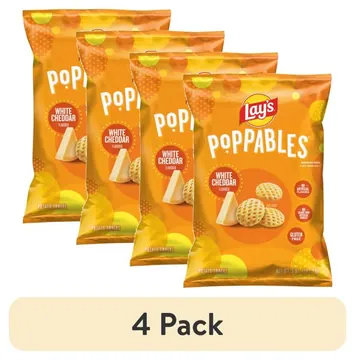 (4 pack) Lay's Poppables White Cheddar Flavored Potato Snack Chips, 5 Oz Bag