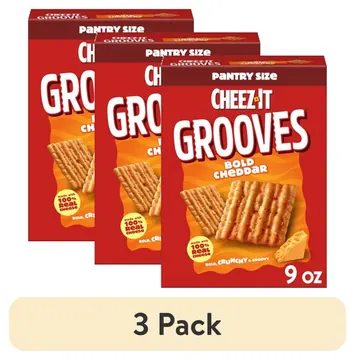 (3 pack) Cheez-It Grooves Bold Cheddar Cheese Crackers, Crunchy Snack Crackers, 9 oz