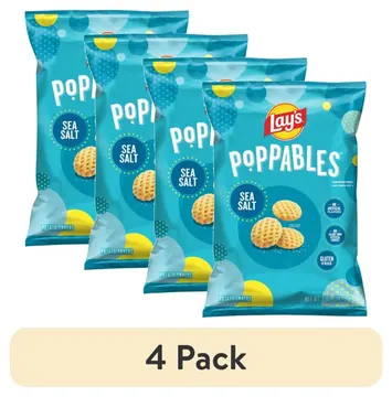 (4 pack) Lay's Poppables Sea Salt Potato Snacks, 5 oz Single Bag