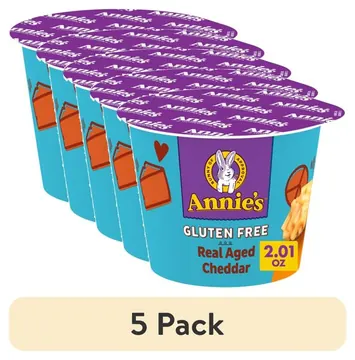 (5 pack) Annie's Real Aged Cheddar Microwave Mac & Cheese with Gluten Free Pasta, 2.01 OZ Cup