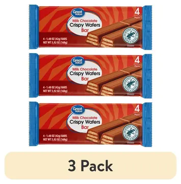 (3 pack) Great Value Milk Chocolate Crispy Wafer Bars, 1.48 oz, 4 Count