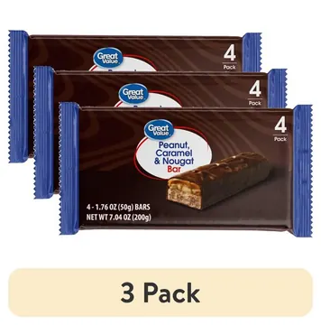 (3 pack) Great Value Peanut, Caramel & Nougat Bar, 11.04 oz, 4 Pack