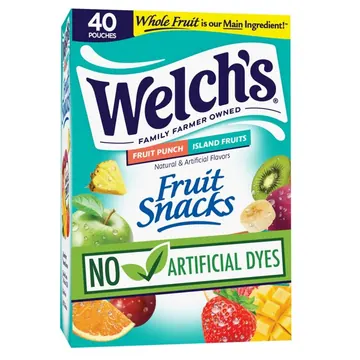 Welch's Fruit Snacks, Fruit Punch & Island Fruit, Soft Kids Snacks, 0.8 oz, 40 Count