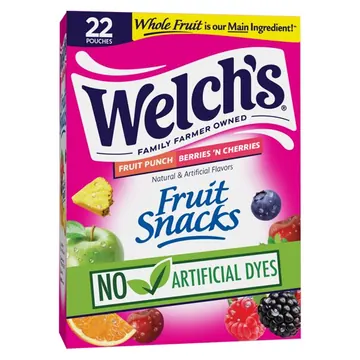 Welch’s Fruit Snacks, Berries 'N Cherries and Fruit Punch, Soft Kids Snacks, 0.8 oz., 22 Count