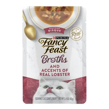 Purina Fancy Feast Broths, Wet Cat Food, Lobster Seafood Bisque, 1.4 oz Pouches