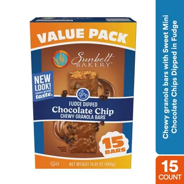 Sunbelt Bakery Chewy Granola Bars, Fudge Dipped Chocolate Chip, 15 Ct Value Pack, 16.91 Oz