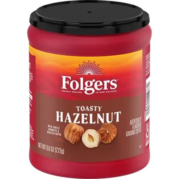 Folgers Toasty Hazelnut Artificially Flavored Ground Coffee, 9.6 oz Canister