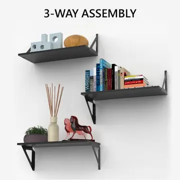 Hyper Tough Black Laminate Floating Shelf Kit, 6 in x 15 3/4 in