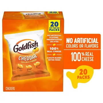 Goldfish Cheddar Baked Snack Crackers, 20 Count, 1 oz