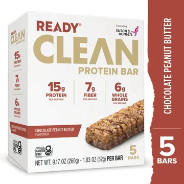 Ready Nutrition, Chocolate Peanut Butter Protein Bar, 5 Count Box, Shelf-Stable