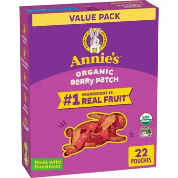 Annie's Organic Fruit Flavored Snacks, Berry Patch, No Artificial Dyes, 22 Count Pouches