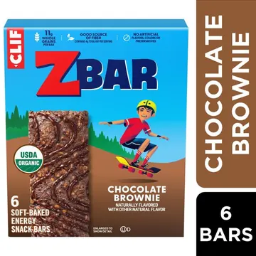 Zbar Chocolate Brownie Soft-Baked Energy Snack Bars, Organic Granola Bars, Snacks for Kids, 6 count