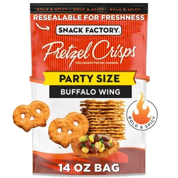 Snack Factory Pretzel Crisps, Buffalo Wing, Party Size 14 oz