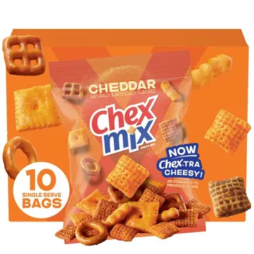 Chex Mix Cheddar Snack Mix, Multipack, Single Serve Snack Bags, 10 Count, 17.5 oz