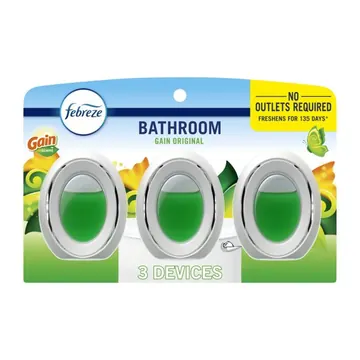 Febreze Bathroom Air Freshener Odor-Fighting, Gain Original,3 Count