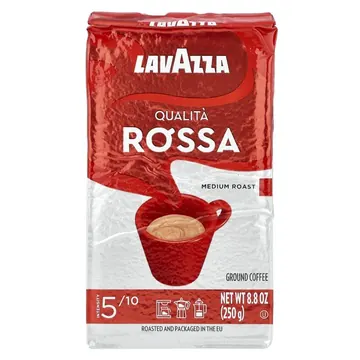 Lavazza Qualità Rossa Ground Coffee, Medium Roast, Arabica and Robusta Blend, 8.8 oz Bag