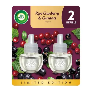 Air Wick Plug-In Fall Scented Oil Warmer Air Freshener Refills, Ripe Cranberry & Currants, 2 Count