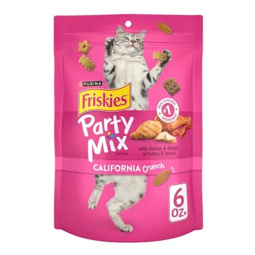 Purina Friskies Cat Treats, Party Mix California Crunch With Chicken, 6 oz, 6 Pack
