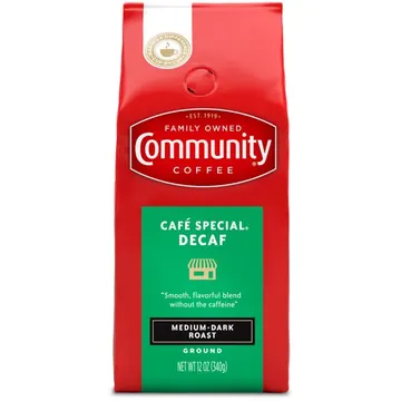 Community Coffee Café Special® Decaf Medium-Dark Roast Ground 12 oz Gable Top