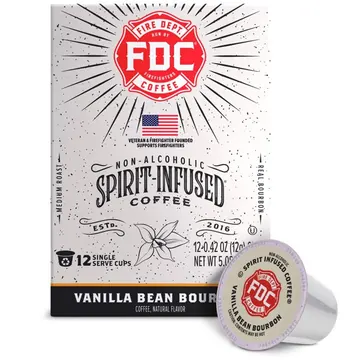 Fire Department Coffee, Vanilla Bean Bourbon Infused, Premium K-Cup Coffee Pods, 12 Pack