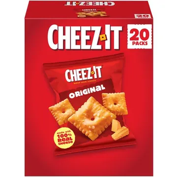 Cheez-It Cheese Crackers, Baked Snack Crackers, Lunch Snacks, Original, 20oz Box (20 Packs)