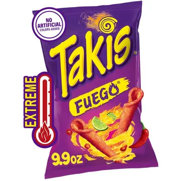 Takis Fuego 9.9 oz Sharing Size Bag, Hot Chili Pepper & Lime Rolled Tortilla Chips