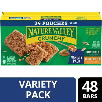 Nature Valley Oats 'N Honey and Peanut Butter Crunchy Granola Bars (24 Pouches)
