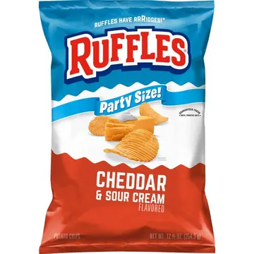 Ruffles Cheddar & Sour Cream Potato Snack Chips, Party Size, 12.5 oz Bag