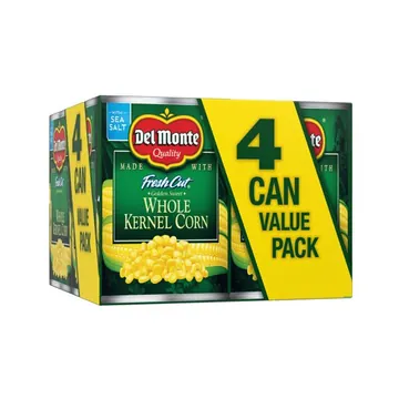 Del Monte Golden Sweet Whole Kernel Corn, Canned Vegetables, 15.25 oz Can (Pack of 4)