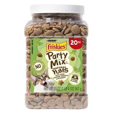 Purina Friskies Party Mix Natural Cat Treats, Natural Yums Catnip Flavor, 20 oz Canister