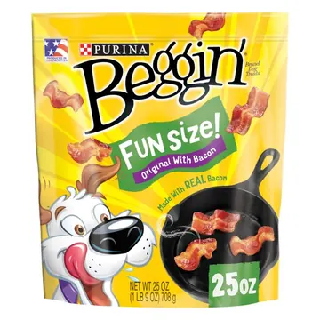 Purina Beggin' Strips Small Dog Treats Fun Size Original with Real Bacon Flavor Chews, 25 oz Pouch