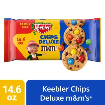 Keebler Chips Deluxe Cookies Made with M&M’s, Chocolate Chip Cookies Made with M&M’s, Family Size, 14.6 oz