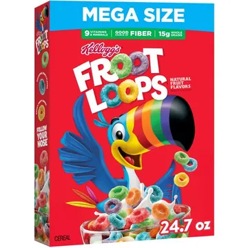 Kellogg's Froot Loops Original Breakfast Cereal, Good Source of Fiber, Mega Size, 24.7 oz