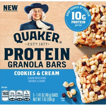 Quaker Protein Granola Bars, Cookies & Cream, 1.41 oz, 5 Count