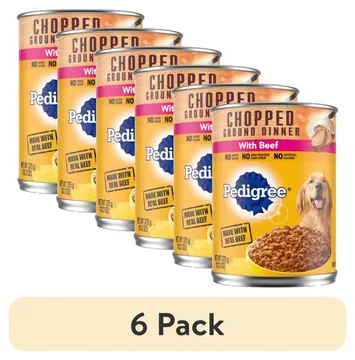 (6 pack) Pedigree Chopped Ground Dinner Wet Dog Food With Beef, Canned Dog Food, 13.2 oz. Cans