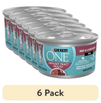 (6 pack) Purina ONE Urinary Tract Health, Soft Beef & Liver, Wet Cat Food, 3 oz Can