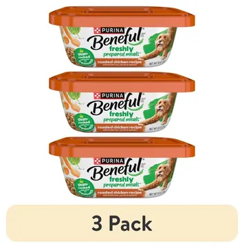 (3 pack) Purina Beneful Dog Food Freshly Prepared Meals Wet Dog Food Roasted Chicken Recipe With Brown Rice, Carrots and Spinach, 10 oz.