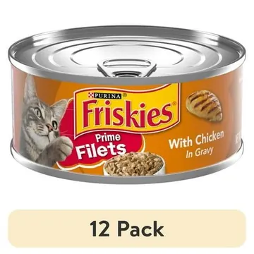(12 pack) Purina Friskies Prime Filet, Chicken in Gravy, Wet Cat Food, 5.5 oz Can,