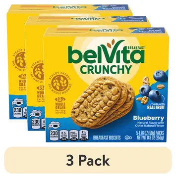 (3 pack) belVita Breakfast Bars Biscuits, Blueberry, 5 Packs (4 Biscuits Per Pack)