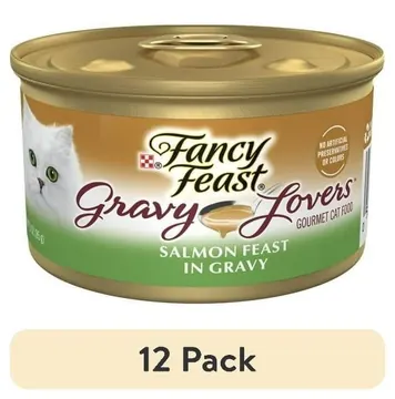 (12 pack) Purina Fancy Feast Gravy Lovers Wet Cat Food, Seared Salmon in Gravy, 3 oz Can