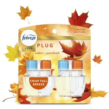 Febreze Plug In Air Freshener, Odor-Fighting Scented Oil Refill, Crisp Fall Breeze,2 Refill