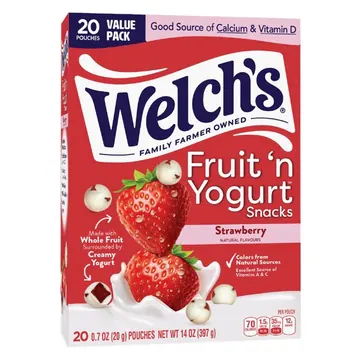 Welch's Fruit 'N Yogurt Fruit Snacks, Strawberry, Soft Kids Snacks, 0.7 oz, 20 Count