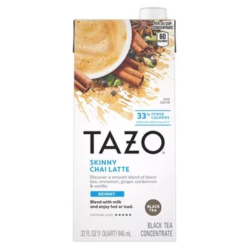 TAZO Skinny Chai Latte, Black Tea Concentrate, Hot or Iced Tea, 32 oz Carton