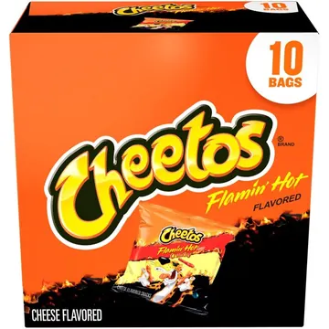Cheetos Crunchy Cheese Flamin' Hot Flavored Snack Chips, 1 Ounce Bags, 10 Count