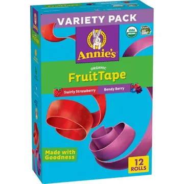 Annie's Organic Fruit Tape, Swirly Strawberry and Bendy Berry Flavors, 12 Rolls, 9 oz