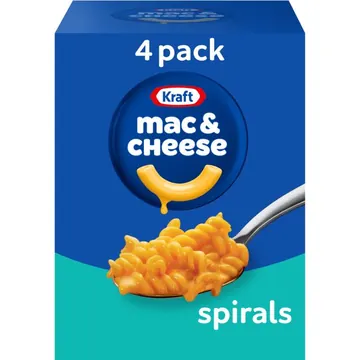 Kraft Spirals Mac and Cheese, 4 Boxes, for Easy Dinner or Dinner Sides, Original Flavor, No Artificial Flavors, Preservatives or Dyes, 5.5 oz