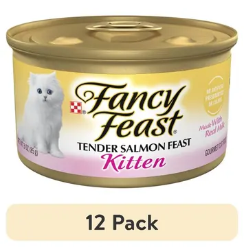 (12 pack) Purina Fancy Feast Kitten Food, Wet Cat Food, Salmon & Milk, 3 oz Can